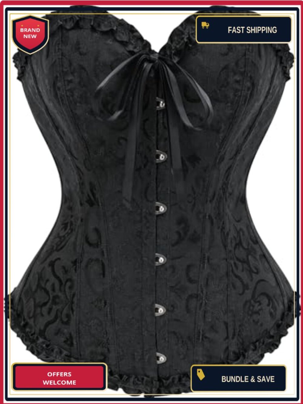 14-Bone Overbust Corset Top Sweetheart Steampunk Costume Bustier